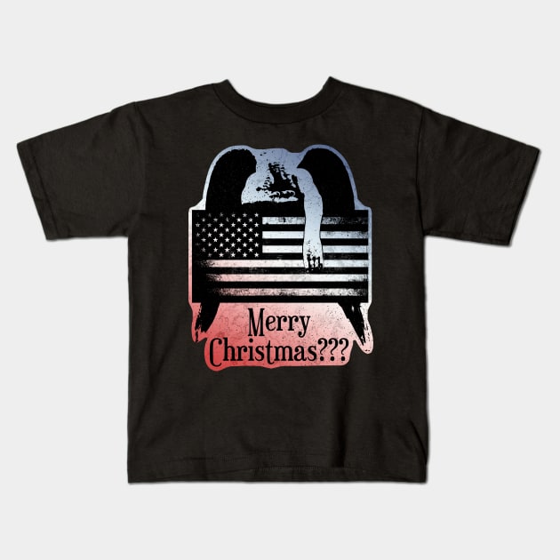 Weeping Angel - USA Flag - Merry Christmas Kids T-Shirt by EDDArt